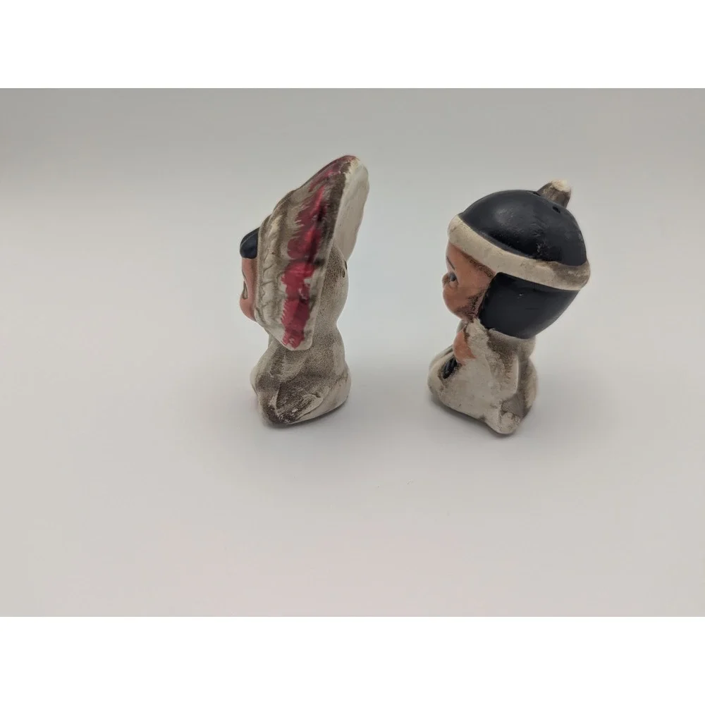 Vintage 1950s Native American Boy Girl‎ Salt Pepper Shakers Japan 2.5